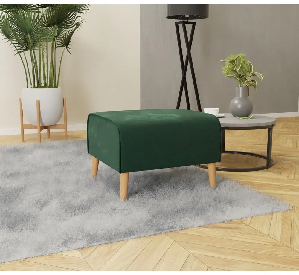 Тъмнозелено кадифено столче за крака Carole - Ropez