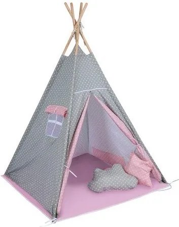 Детска палатка Baby Adventure Teepee Grey Pink Star