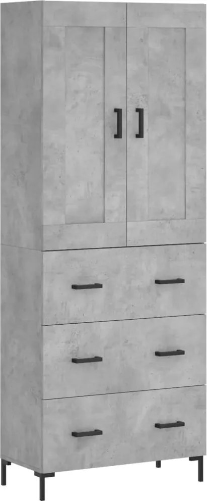 3199749 vidaXL Висок шкаф, бетонно сив, 69,5x34x180 см, инженерно дърво