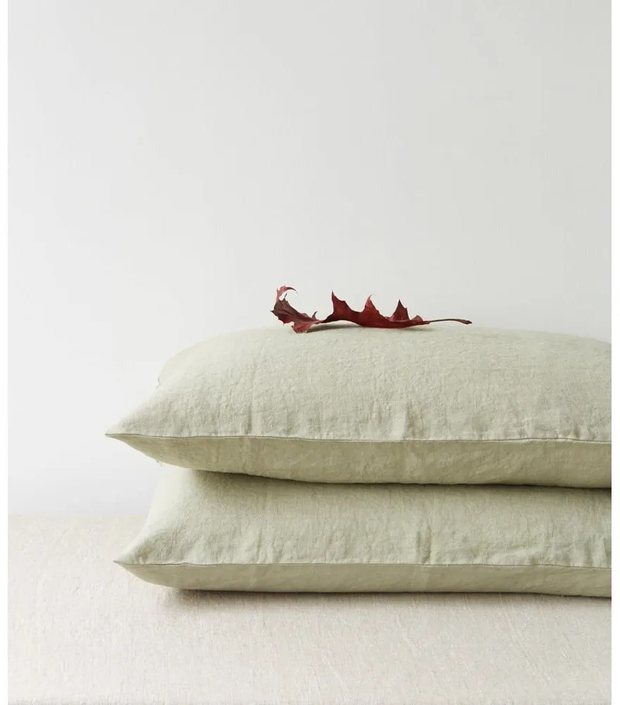 Светлозелена ленена калъфка за възглавница , 70 x 90 cm - Linen Tales