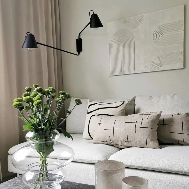 Дизайнерски стенен аплик черен 2-светлина регулируем - Lune