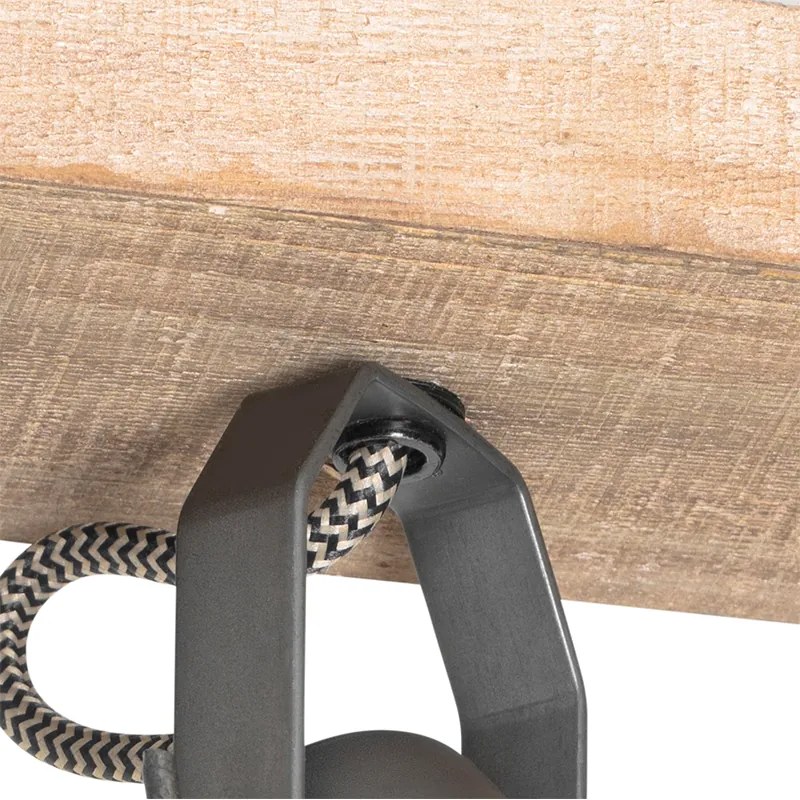 Рустически прожектор черен с дърво 4-светлина регулируем - Jelle