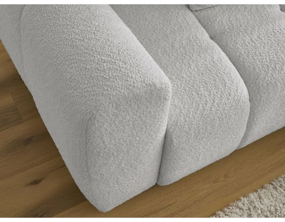 Светлосив разтегателен ъглов диван с място за съхранение от букле (десен ъгъл) Roxelane – Bobochic Paris