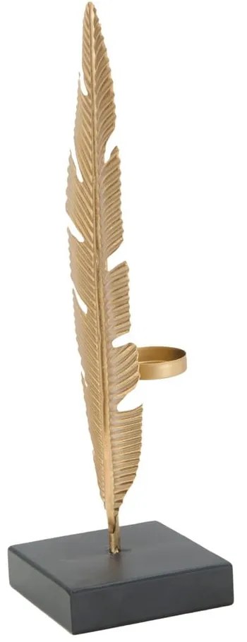 Декоративен свещник в златист цвят Feather, височина 34 cm Glam - Mauro Ferretti