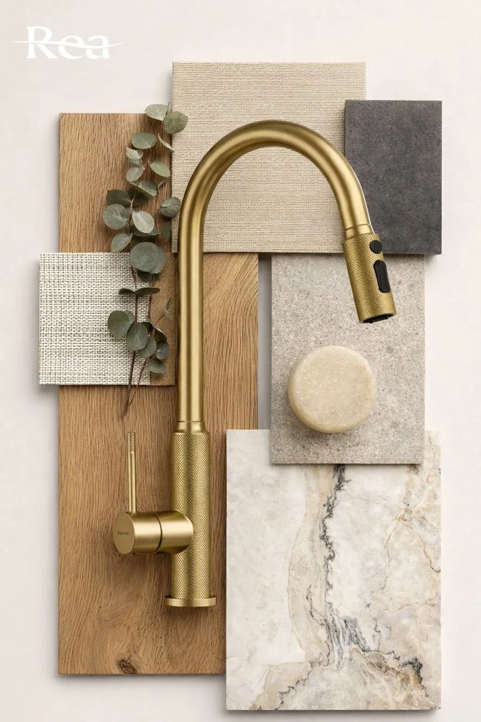 Смесител за кухня Rea Master Brush Gold