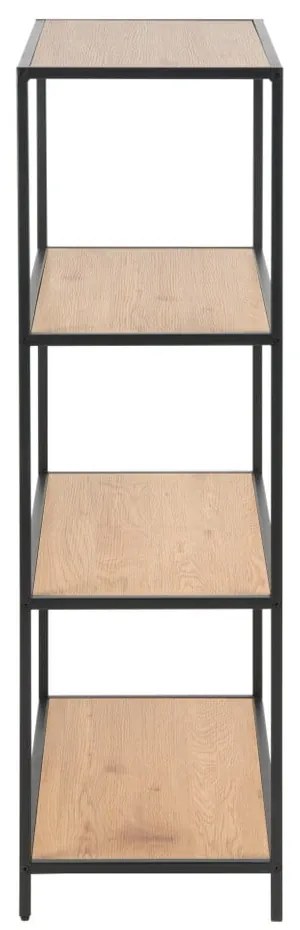 Черна/естествена библиотека от декор от дъб 77x114 cm Seaford – Actona