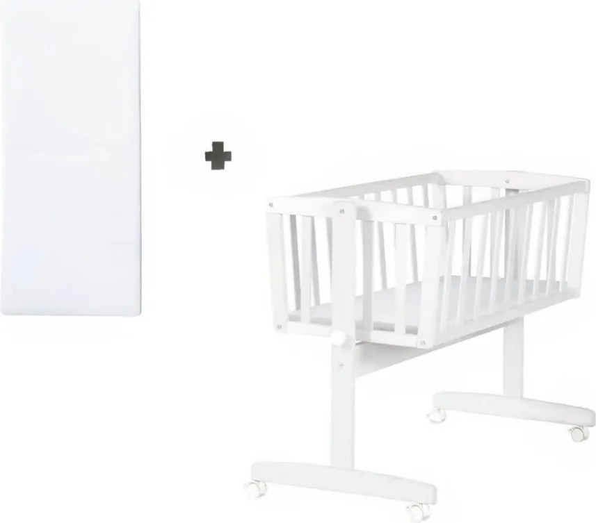 Бяла люлка 40x90 cm на колелца – Roba