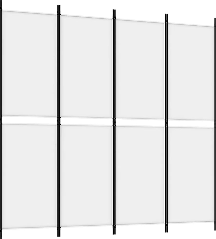 350230 vidaXL Параван за стая, 4 панела, бял, 200x200 см, текстил
