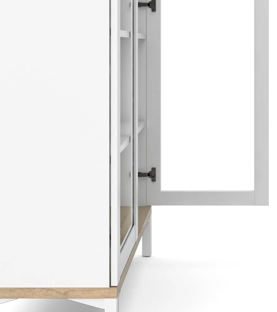 Витрина от дъбов декор в бял и естествен цвят 89x203x36 cm Roomers – Tvilum