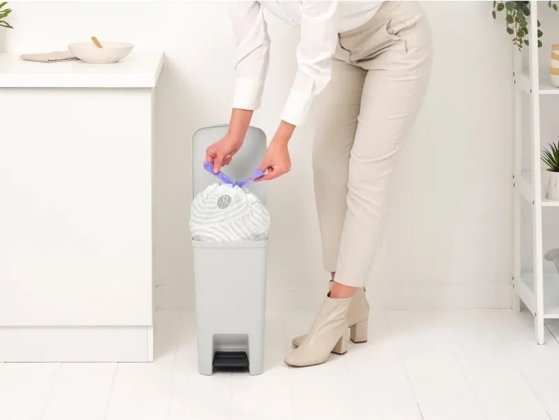 Кош за боклук с педал Brabantia StepUp 1008480, 16 л, Екологични материали, Голям отвор, Светлосив