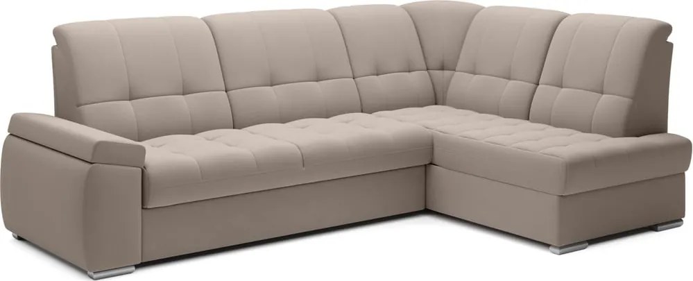 Бежов кадифен разтегателен ъглов диван с място за съхранение (десен ъгъл L форма) Sado – ELTAP