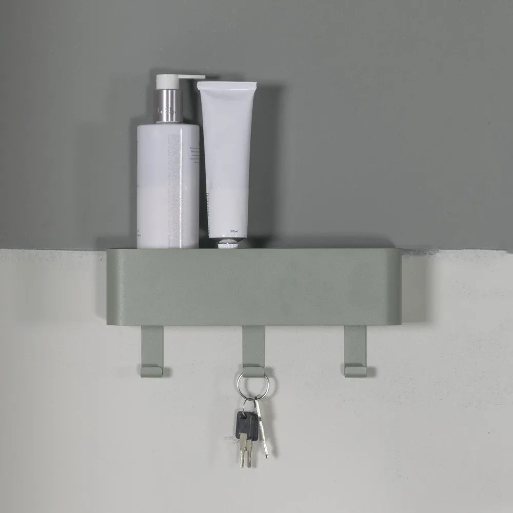 Сиво-зелена метална стенна закачалка с рафт 27 cm Dax Play – Spinder Design