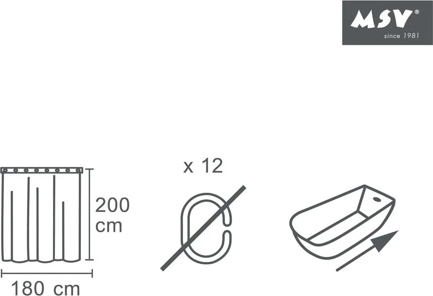 Завеса за душ 180x200 cm Minimalist – MSV