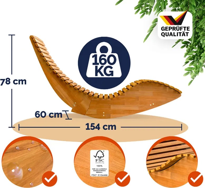 Люлеещ се шезлонг за сауна Java от акациева дървесина