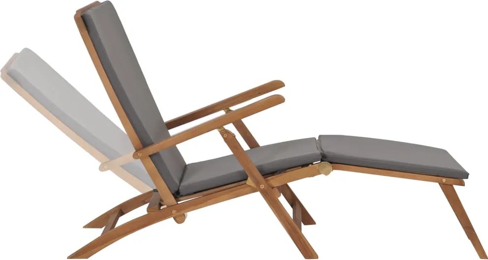 47409 vidaXL Стол за веранда с възглавница, тъмносив, тиково дърво масив