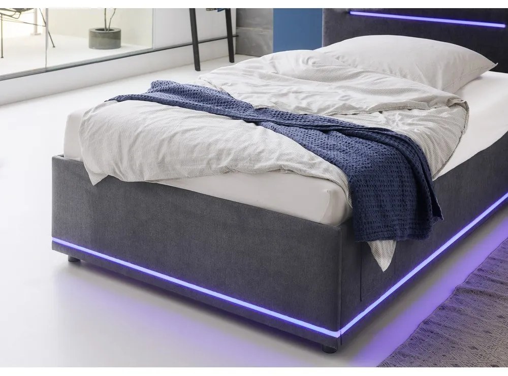 Тъмносиво тапицирано детско легло 140x200 cm без ламелно дъно Circle – Meise Möbel