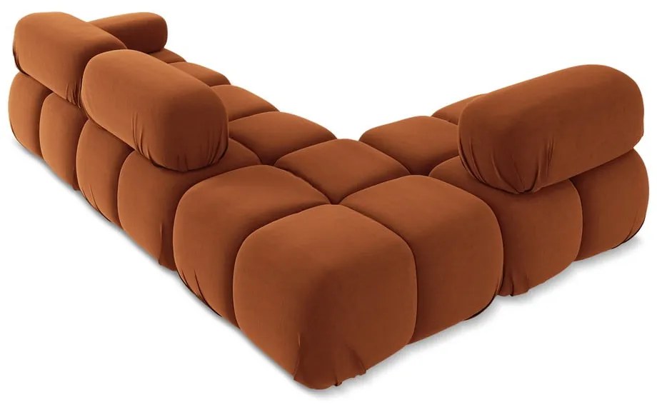 Оранжев кадифен модулен ъглов диван (ляв ъгъл) Lokua – Makamii