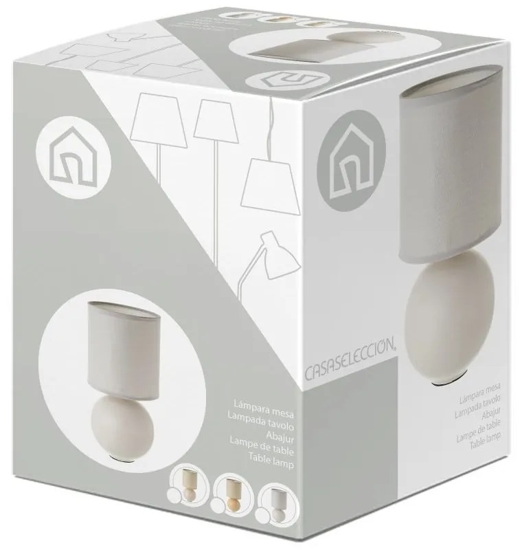 Бежова керамична настолна лампа с текстилен абажур (височина 24,5 cm) - Casa Selección