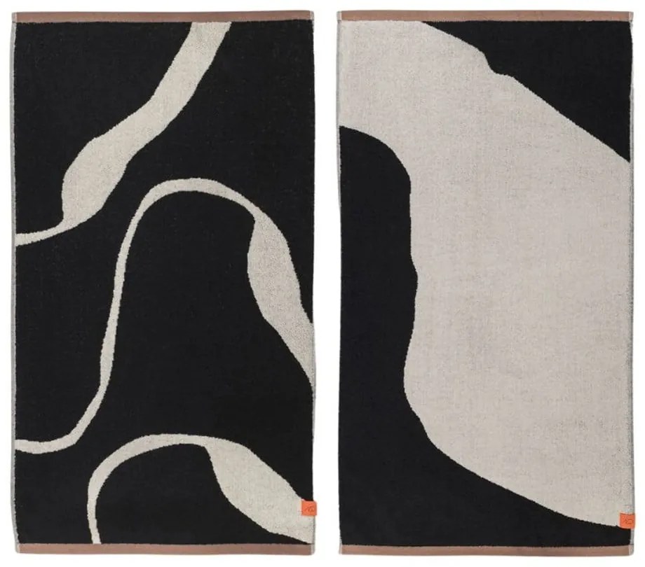 Черно-бели кърпи в комплект от 2 бр. от органичен памук 50x90 cm Nova Arte - Mette Ditmer Denmark