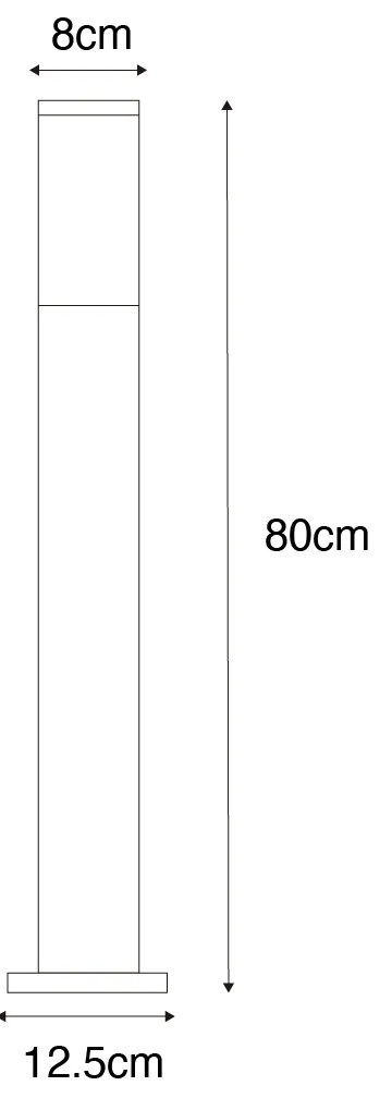 Модерна лампа за стълб за външен монтаж тъмно сива с опушен 80 см - Malios