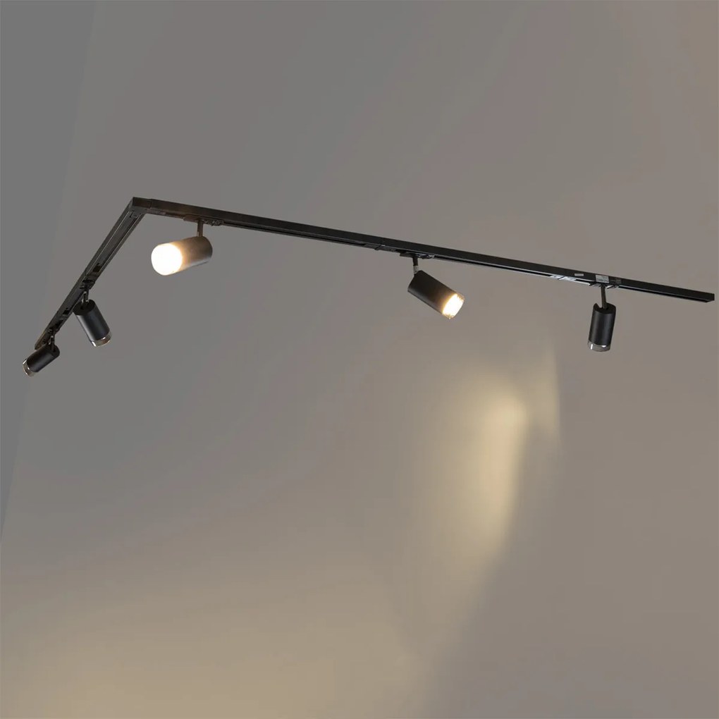 Модерна релсова система за осветление с 5 черни димни прожектори 1-фазов - Iconic Jeana