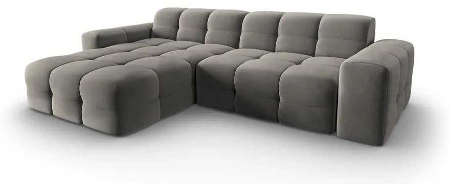 Ъглов диван от сиво кадифе (ляв ъгъл) Kendal - Micadoni Home