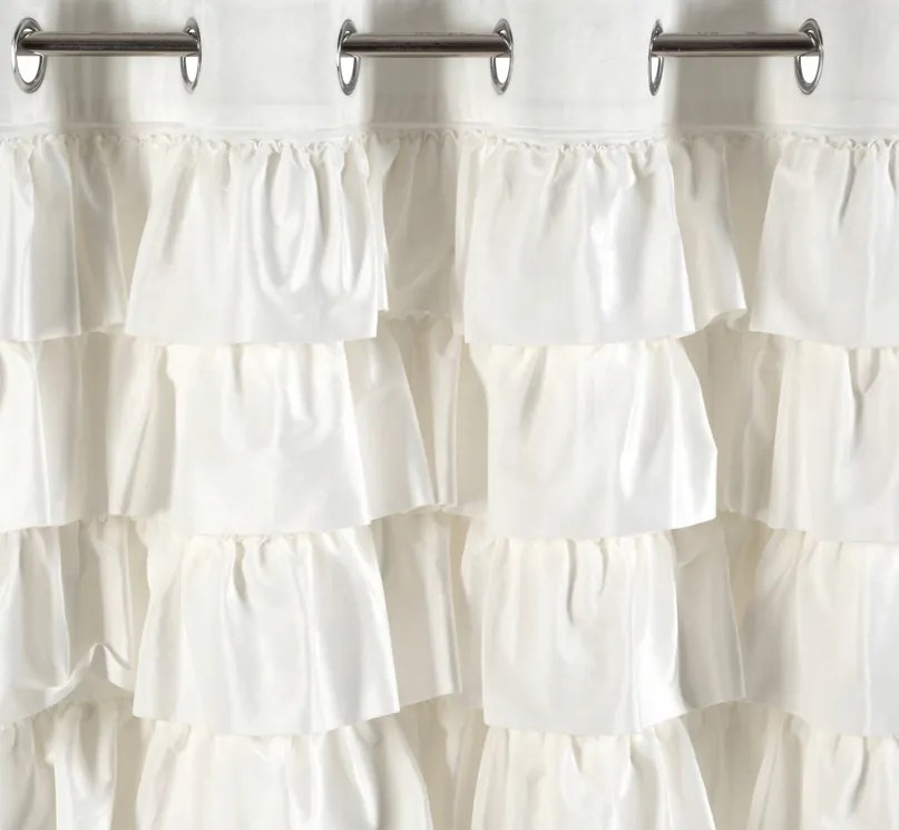Елегантна кадифена завеса, украсена с волан - бяла Ширина: 140 см | Дължина: 270 см