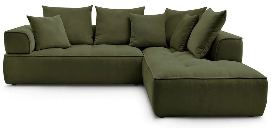 Зелен шенилов ъглов диван (десен ъгъл/L форма) Whesley – Bobochic Paris