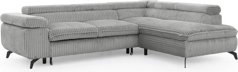 Светлосив ъглов диван от рипсено кадифе (десен ъгъл L форма) Marbeya – Ropez
