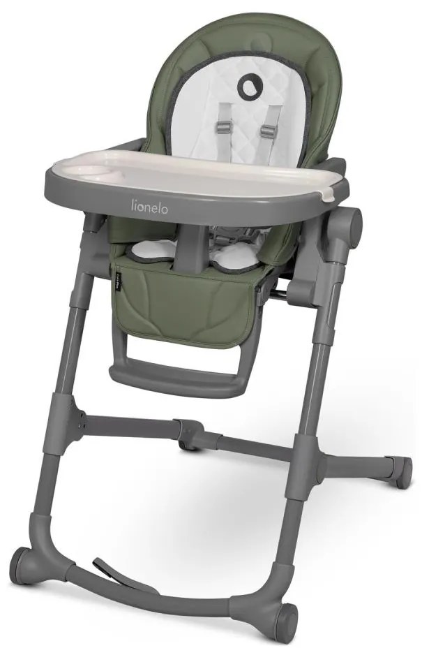 Lionelo - Детски стол за хранене 2 в 1 CORA PLUS маслинено зелен