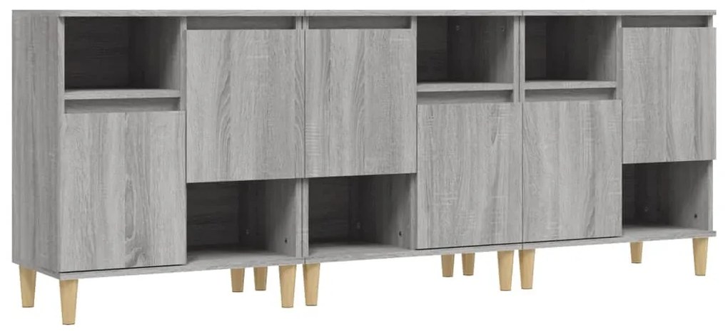 3185741 vidaXL Сайдборд, 3 бр, сив сонома, 60x35x70 см, инженерно дърво