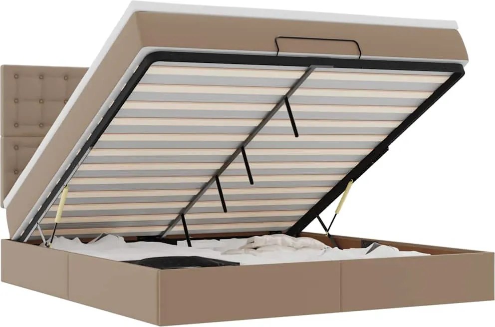 3313864 vidaXL Османска легло с матрак&LED капучино 160x200 см изкуствена кожа