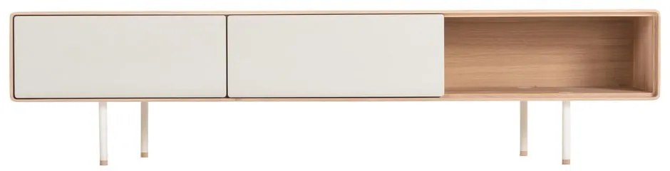 Бяла/естествена маса за телевизор от масивен дъб 200x48 cm Fina – Gazzda