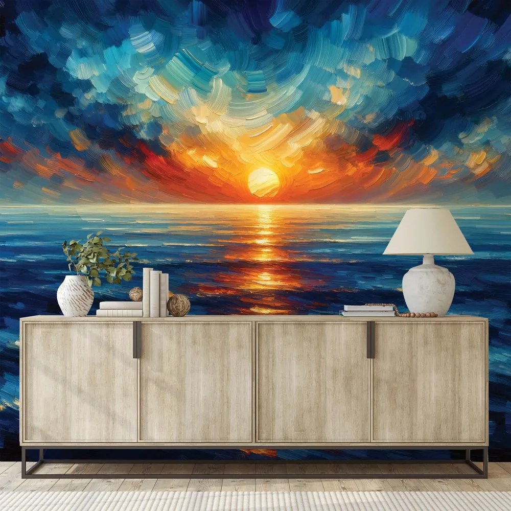 Самозалепващ фототапет – Драматичен залез над океана