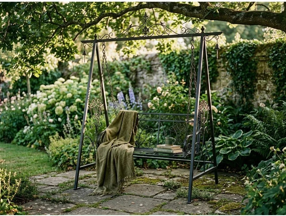 Черна метална градинска люлка Kari - Garden Pleasure