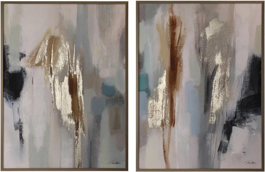 Печатни/с ръчно рисувани елементи картини в комплект 2 бр. с включена рамка/върху платно 60x80 cm Gallery – Bizzotto