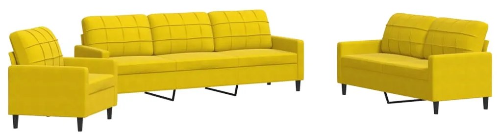 3278447 vidaXL Комплект дивани от 4 части с възглавници, жълт, кадифе