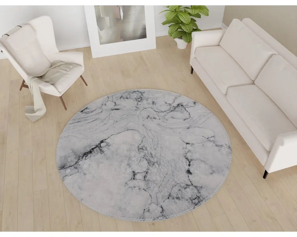 Светлосив миещ се кръгъл килим ø 120 cm - Vitaus