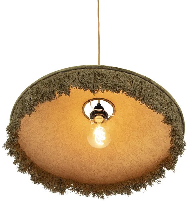 Ретро висяща лампа зелен кадифе с ресни - Frills
