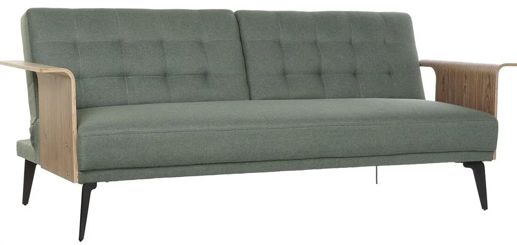 Разтегателен диван DKD Home Decor 203 x 87 x 81 cm Черен Метал Кафяв Зелен