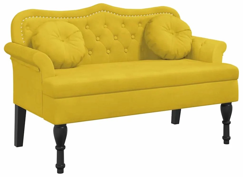 372146 vidaXL Пейка с възглавници, жълта, 120,5x65x75 см, кадифе