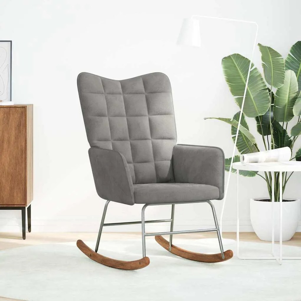 4016832 vidaXL Люлеещ се стол, светлосив, кадифе