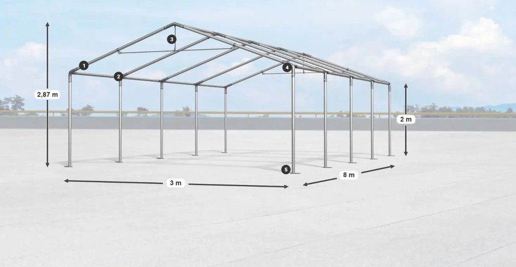 Складово хале/гараж 3x8x2m Comfort PE 240g