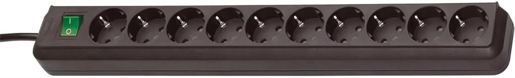 Brennenstuhl Разклонител с копче ЧЕРЕН 10x2P+E с кабел 3 метра / 1.5mm2 Eco-Line  - 1159300010