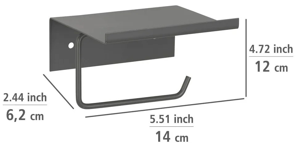 Антрацитна самоносеща метална поставка за тоалетна хартия с рафт Desulo - Wenko