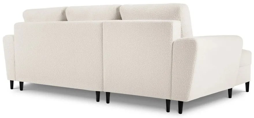 Бежов разтегателен ъглов диван с място за съхранение от прежда с примки от букле (ляв ъгъл) Kyoto – Cosmopolitan Design