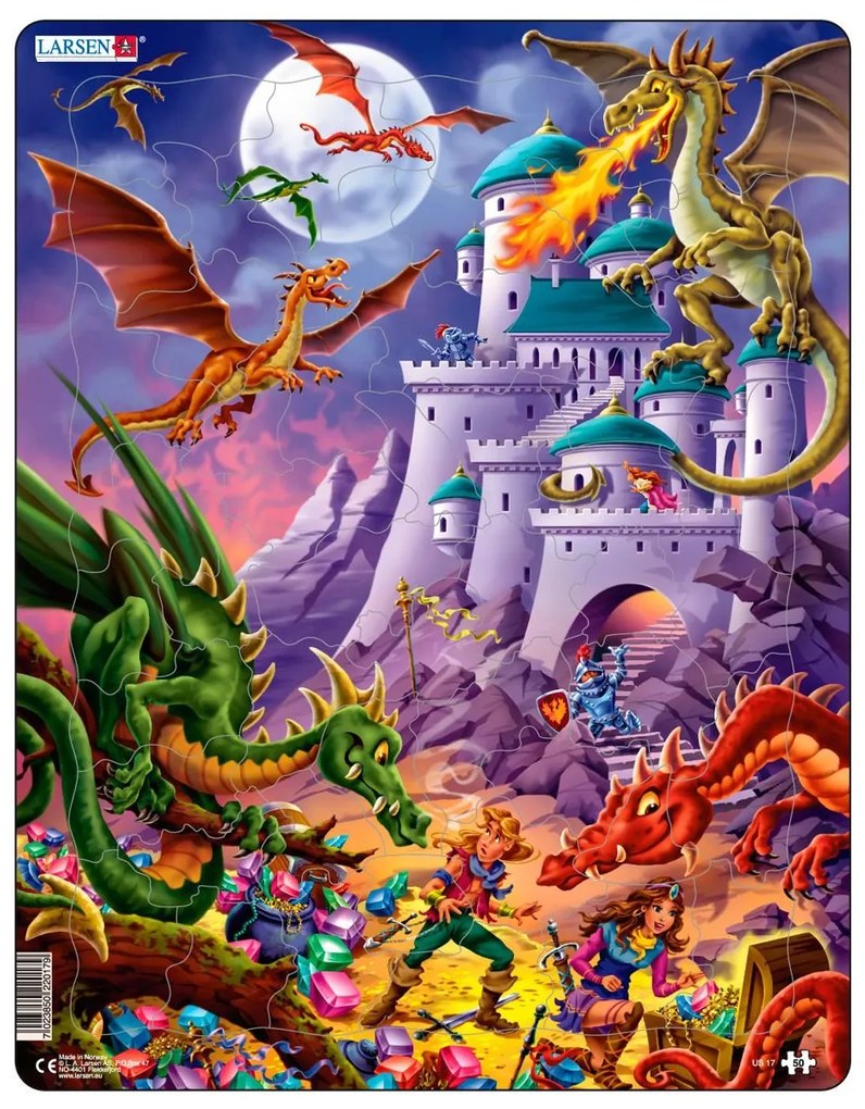 Larsen - Пъзел:  Детски – "Дракони" – 50 части, голям