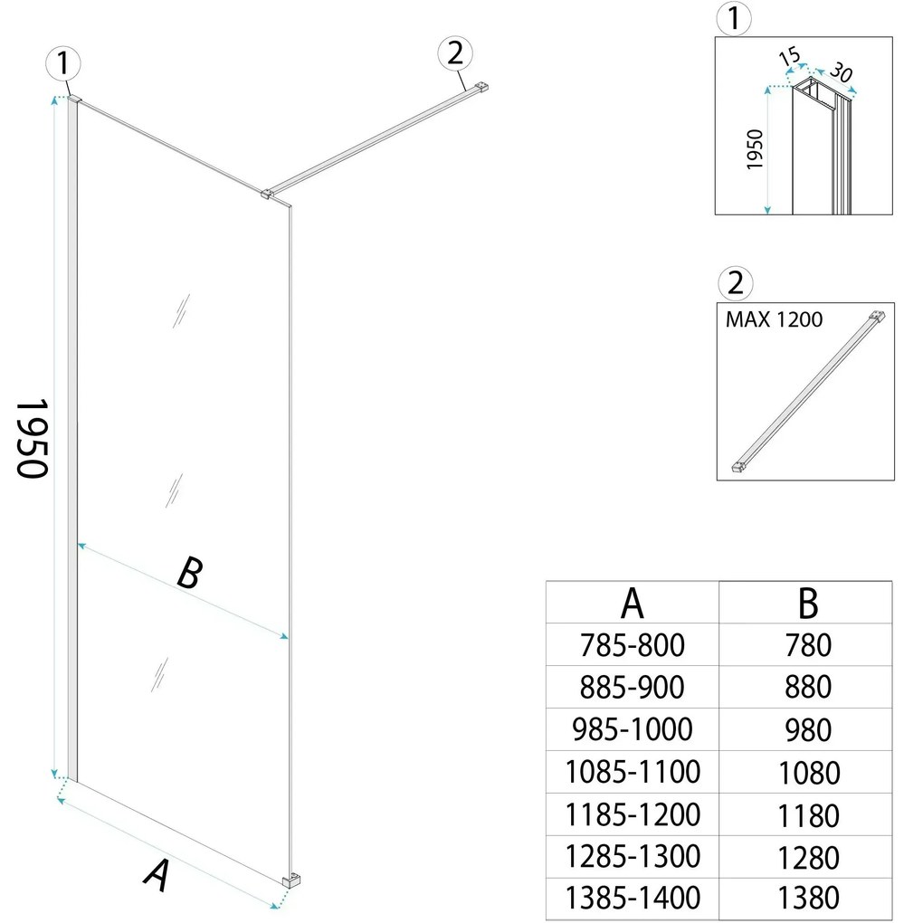 Параван за душ Rea Flexi Grey / Gold 120