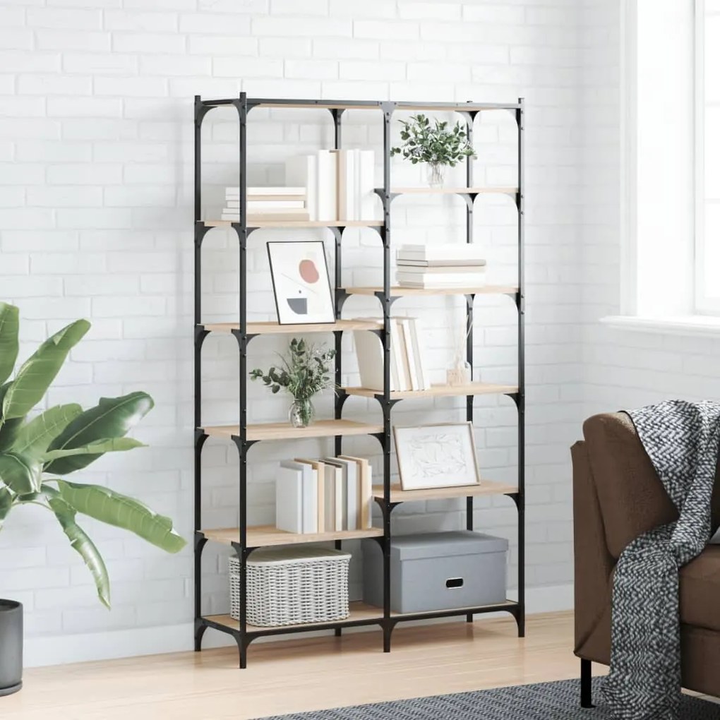 832789 vidaXL Етажерка дъб сонома 100x32x170 см инженерно дърво и желязо