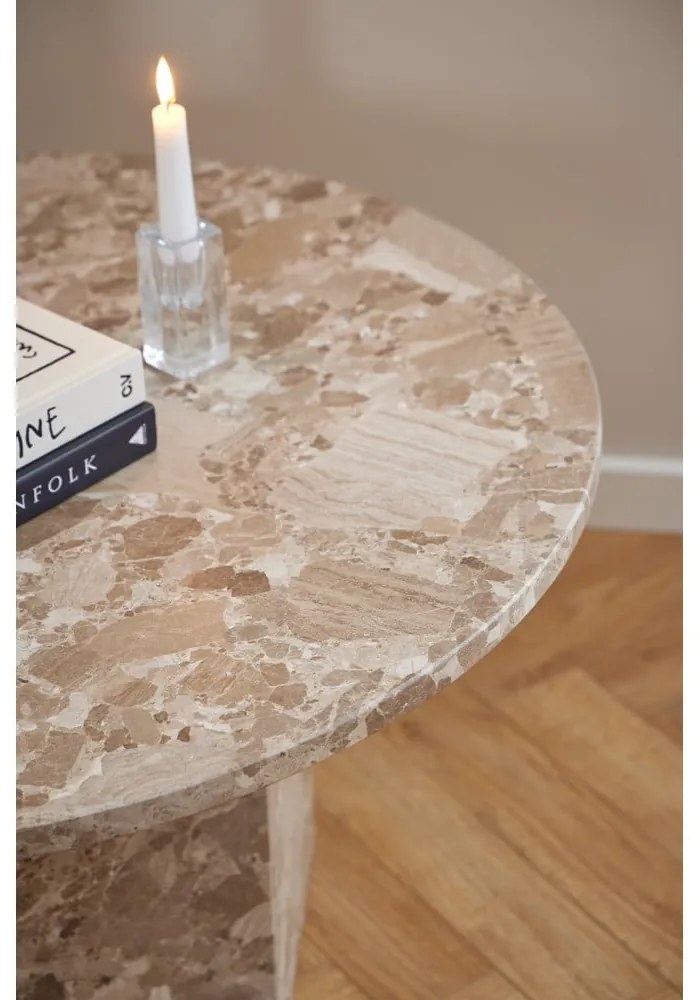 Светлокафява мраморна кръгла масичка за кафе ø 80 cm Naxos – Actona